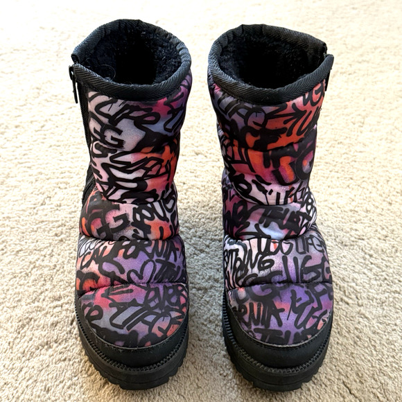 UGG Ridge Graffiti Pop Multi Waterproof Puffer Short Snow Boots Size 6 Women - Picture 4 of 8